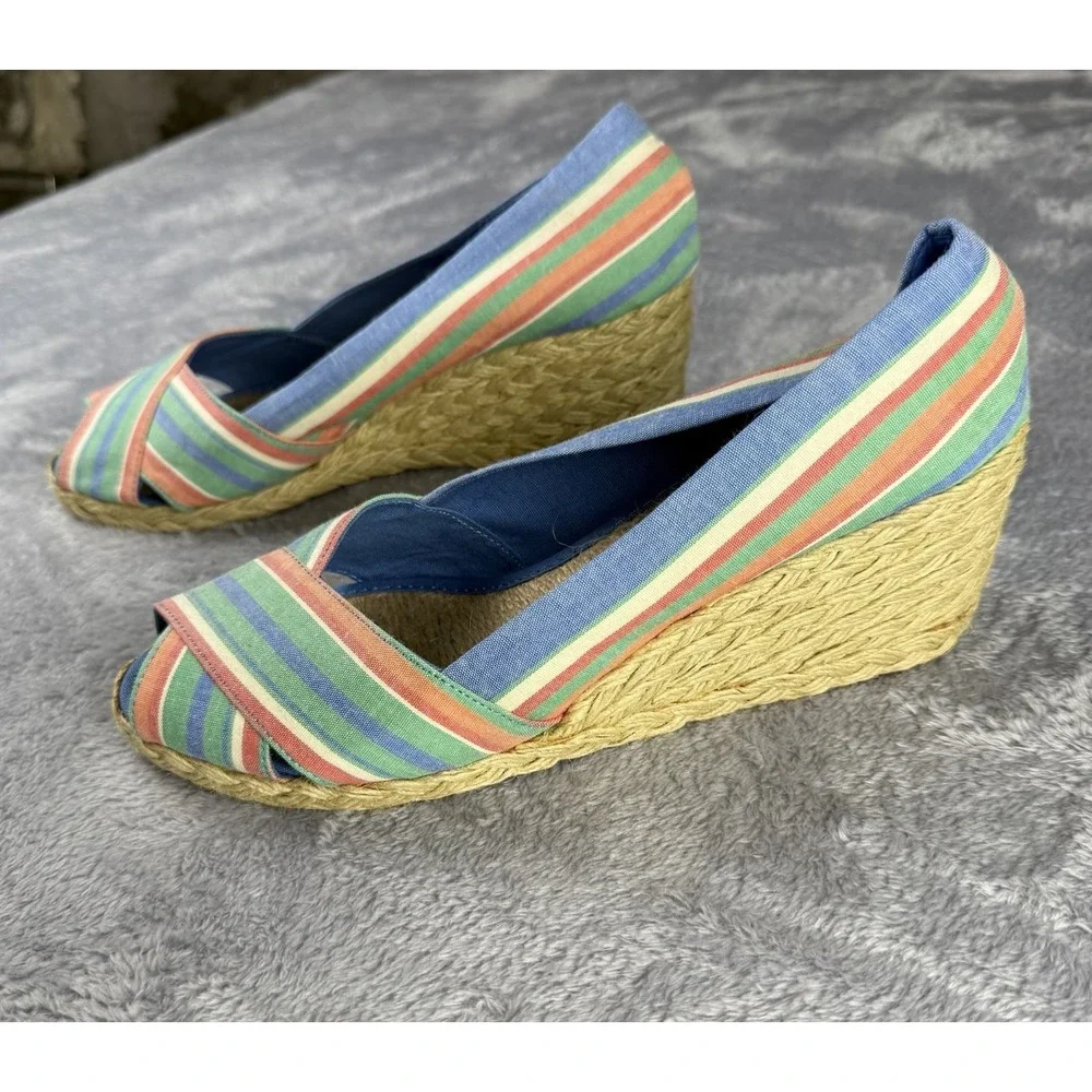 Ralph Lauren Multicolor Espadrille Wedge Sandals Women's 9 B Summer Feminine
